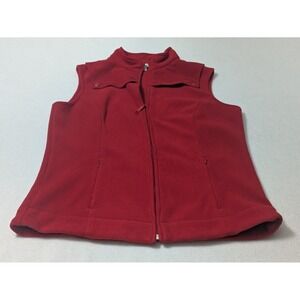 Pendleton Soft Fleece Full-Zip Red Zip-Pocket Vest Women's Large Sleeveless